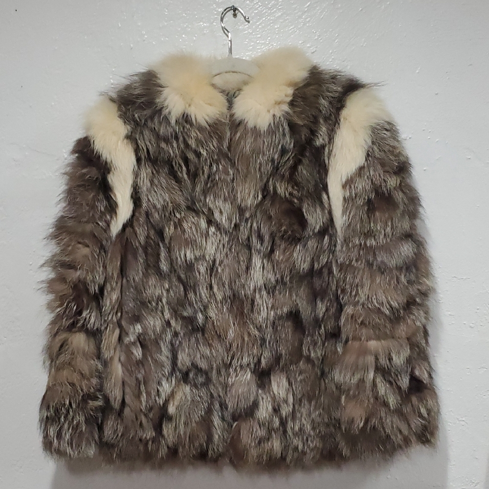 Source Unknown Brown and Cream Faux Fur Coat